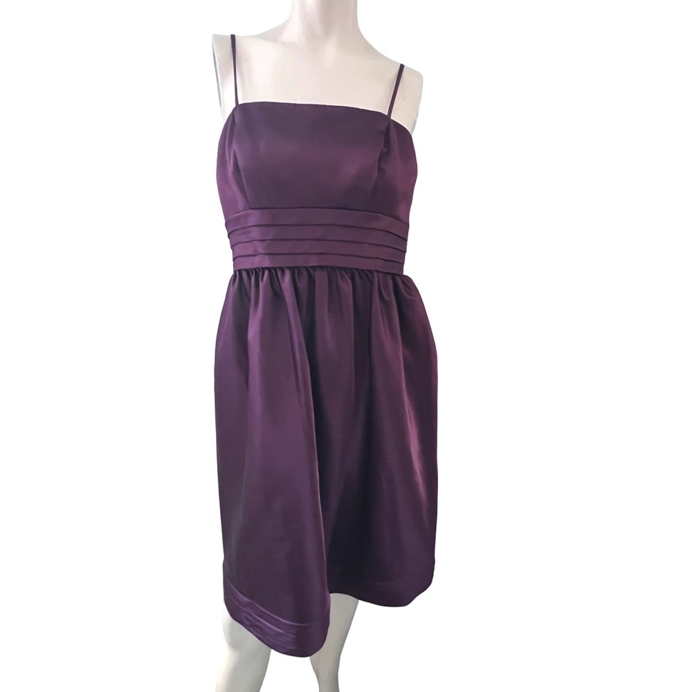 WTOO by Watters Purple Cocktail Dress Size 4 Party Strapless Pleated Weddings